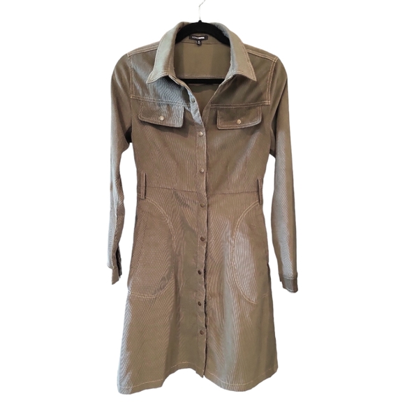 Fashion Nova Jackets & Blazers - Woman's Fashion Nova overcoat, trench coat, olive, corduroy texture long-sleeved